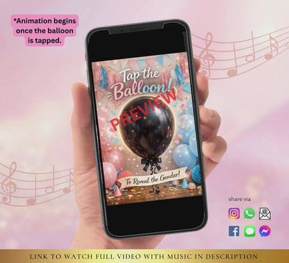 Interactive Gender Reveal Balloon Game | Tap to Reveal Baby Girl | Digital Download