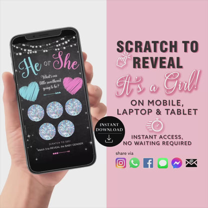GIRL Baby Gender Reveal Scratch Card