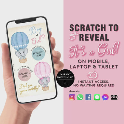 GIRL Baby Gender Reveal Scratch Card