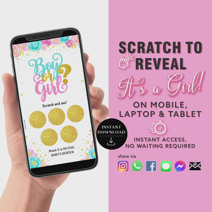 GIRL Baby Gender Reveal Scratch Card