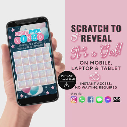 GIRL Baby Gender Reveal Scratch Card