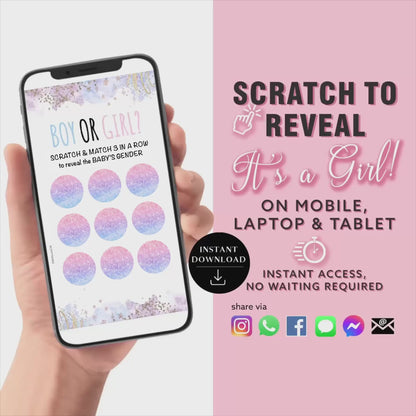 GIRL Baby Gender Reveal Scratch Card